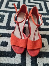 Clarks Ladies Wedge Orange Suede Sandals Shoes UK Size 4uk/37eur Express... - £20.14 GBP