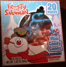 Frost The Snowman Mini Candy Canes 20 Pieces Blue Raspberry And Strawberry - $9.78