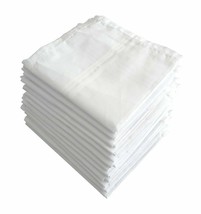 Cotton White Offices Hankie Cotton Handkerchief Beautiful Plain Hanky Set Of 12 - £12.48 GBP