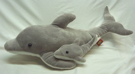 Adventure Planet Very Nice Gray Dolphin Mom W/ Baby 21&quot; Plush Stuffed Animal Toy - £15.82 GBP