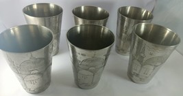 6 x Antique copper mugs with the inscription of Medina, hand-engraved with needl - $100.00