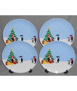 Set (4) Shibata Porcelain HOLIDAY PENGUINS PATTERN Dessert or Salad Plat... - $558.50 MXN