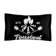 Dreamy Microfiber Pillow Sham: Black and White Campfire &#39;Let&#39;s Get Toasted&#39; Prin - £26.34 GBP+