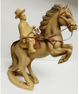Cowboy Pottery Horse Sculpture Rider Figure Animal 2 PC Peru Mexico Leat... - £62.50 GBP