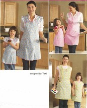 Mother Size 10-20 Daughter 3-8 Simple Full Aprons By Teri Sew Patterns Uncut - £7.85 GBP