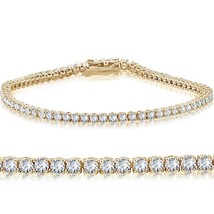 5.00 Carat Round Cut D/VVS1 Diamond Tennis Bracelet 14k Yellow Gold Over Ladies - £119.31 GBP