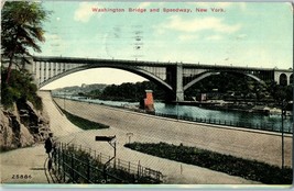 Washington Bridge and Speedway New York Postcard 1910 - £8.69 GBP