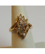Vintage new nos 14K gold plated size 6 clear topaz cluster ring - £19.66 GBP