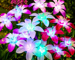 Solar Garden Lights Outdoor Waterproof, Upgraded 4 Pack Blooming Lily Fl... - $45.13