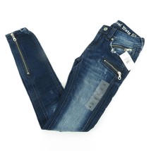 Rock Revival Skinny Zip Moto Jeans Dark Blue 24 NWT - £37.33 GBP