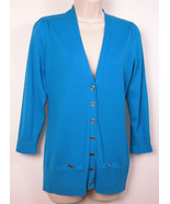 Anne Klein Womens Cardigan Sweater Small S V-Neck Lightweight Vivid Blue... - $26.76