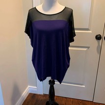 Pre-owned LAFAYETTE 148 Short Sleeve Linen Blend Knit Purple Tunic SZ S - $645.87 MXN