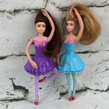 Barbie Doll Ballerinas Lot Of 2 McDonalds Toys 2013 Mattel Purple Blue - £4.73 GBP