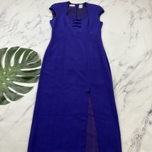 Liz Claiborne Womens Vintage 90s Maxi Gown Dress Size 10 Dark Purple Slit Knots - £34.23 GBP