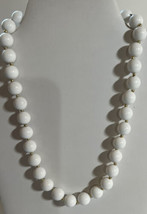 Necklace  White Acrylic Beads Same Size with Gold Tone beads hangs 18 Inches  - £4.62 GBP