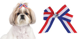 12 pc USA STARS&amp;STRIPES AMERICA GROSGRAIN RIBBON US DOG HAIR BOWS Flag G... - £9.55 GBP