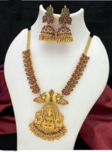 Indian Bollywood Style Gold Plated Pendent Necklace Goddess Temple Jewelry Set - £22.91 GBP
