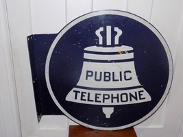 Vintage Bell Public Telephone Double Sided Flange Sign - $351.45