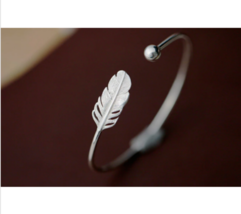 925 Sterling Silver Geometric Feather Bangle - FAST SHIPPING!!! - £8.03 GBP