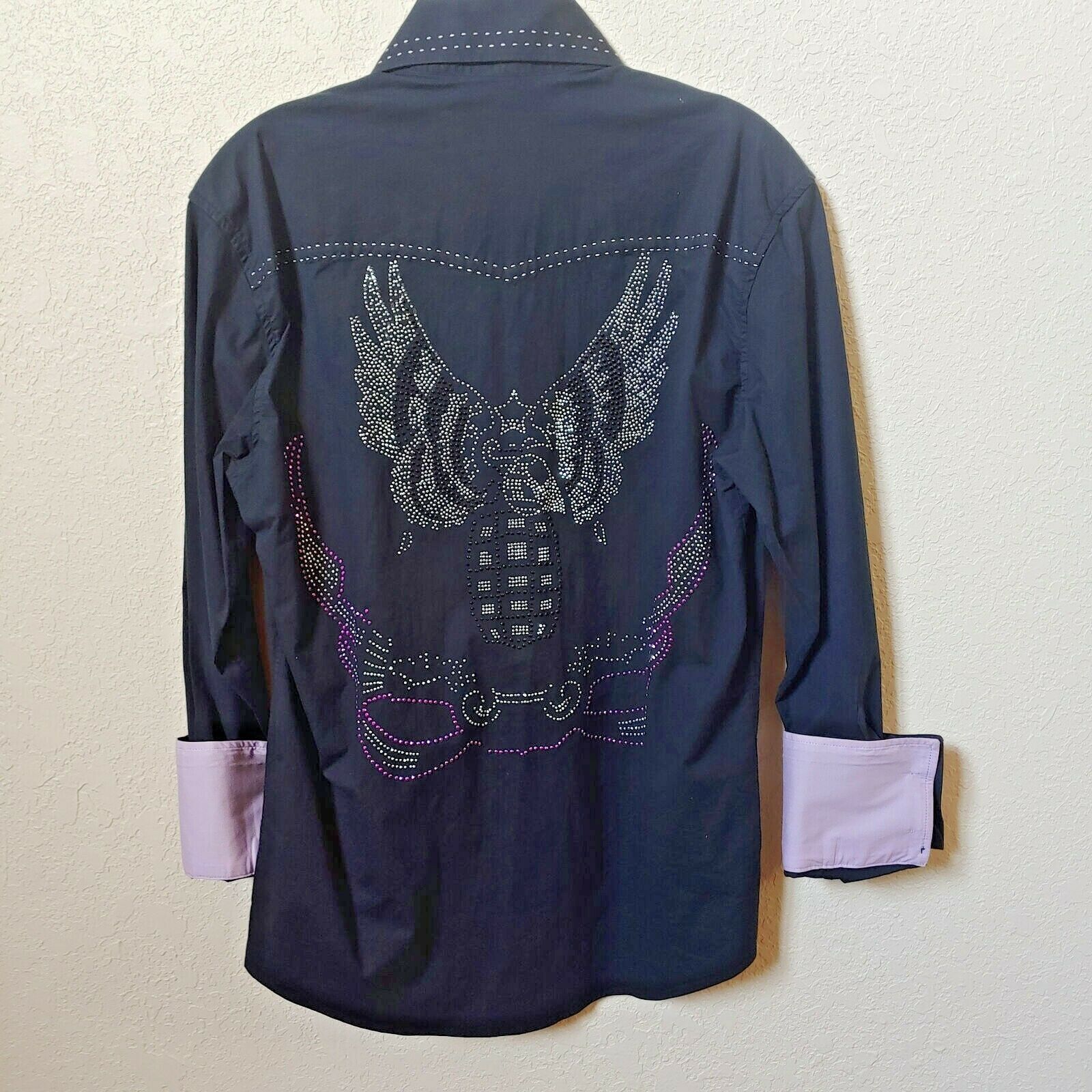 BC  Black Long sleeve Button down Casual Shirt Size Medium - $95.00