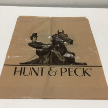 Hunt &amp; Peck vintage plastic drawstring store purchase bag woman on horse... - $19.75