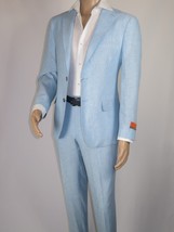 Men's ENZO Linen Spring Summer Suit Light Weight Breathable E58302-9 Light Blue image 3
