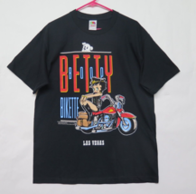 Vtg 1995 Betty Boop Bikette Las Vegas Harley Motorcycle Black T Shirt Sz L King - £60.01 GBP