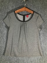 Merona Back Zip Blouse L Womens Cute Summer Shirt Large Top Gray w/Faux ... - £10.01 GBP