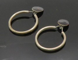 CELIA SEBIRI 925 Silver - Vintage Black Stone Non Pierce Earrings - EG10057 - £105.13 GBP