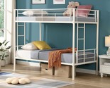 Twin Over Twin Size Bunk Bed,Metal Structure Bedframe With Safety Guardr... - $423.99