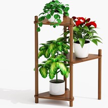 3 Tiers Indoor Plant Stand Bamboo Plant Shelf 26 x 13 x 29.3 Walnut NEW IN BOX - £38.04 GBP