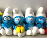 Set of 6 Smurfs Plush Toys 10 inch Smurf Papa Smurfette Brainy Grouchy J... - $44.09