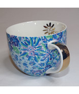 Lilly Pulitzer Coffee Mug Lion Around Blue Green Floral Cup With Gold Tr... - £4.34 GBP