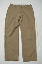 J.CREW 33 x 32 Dark Khaki Twill Regular Fit Flat Front Chino Pants - £11.77 GBP