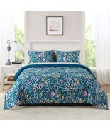 7-Piece Reversible Bed in a Bag Comforter Set with Sheets, Blue Floral, ... - $59.20
