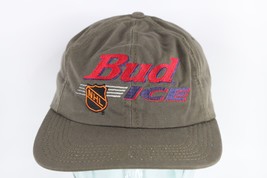 NOS Vtg 90s Budweiser NHL Bud Ice Spell Out Leather Strapback Hat Cap Green USA - £124.60 GBP