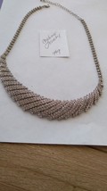 Metal looks stretch with simulated handcrafted costume diamonds necklace... - $19.00