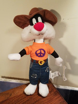 1998 Warner Bros Looney Tunes Sylvester W Peace Sign Plush Animal (NEW) - £7.89 GBP