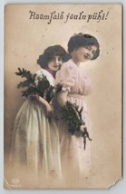 RPPC Lovely Young Girls With Pine Branches Christmas Real Photo Postcard M29 - £3.95 GBP