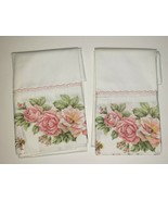 Pillowcases 2 Pink Floral Hem 20.5&quot; x 30&quot; Unused Vintage New JP Stevens - $22.80