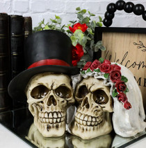 Love Never Dies Wedding Rose Bride And Top Hat Groom Skeleton Couple Figurine - £23.16 GBP