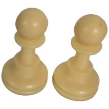 2 White Chess Pawns Staunton with Felt Bottom Plastic Replacement - £13.32 GBP