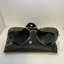Ray Ban Aviator Gold Frame 62[ ]14 140 Green Lens Sunglasses With Case - $87.07