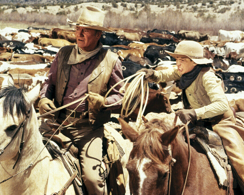 The Cowboys John Wayne riding the herd with young cowboy 24X36 Poster - $29.00
