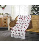 Christmas Reindeer Snowflake Woven Throw Blanket 50x60 Country Farmhouse... - $33.90