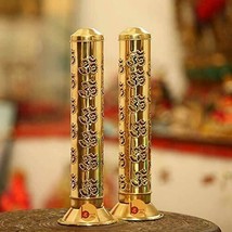 Brass Sheet Agarbatti Stand Ash Catcher OM Design Incense Holder Burner Set Of 2 - £15.79 GBP