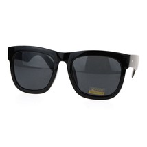 Oversized Square Sunglasses Thick Horn Rim Frame Super Dark Lens Black - £8.69 GBP