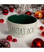 Rae Dunn Pet Bowl &quot;Santa&#39;s Dog&quot;  Pet Ceramic Bowl Green Interior 5.5&quot; NEW - £15.30 GBP