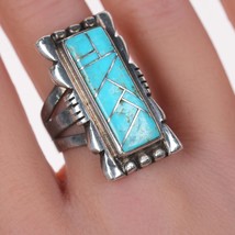 sz8.5 Vintage Sterling turquoise channel inlay ring - £98.62 GBP