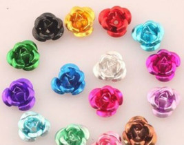 Spacer Beads Fancy Aluminum Rose Flower Multicolor 6MM or 8MM US SELLER!! - $3.29